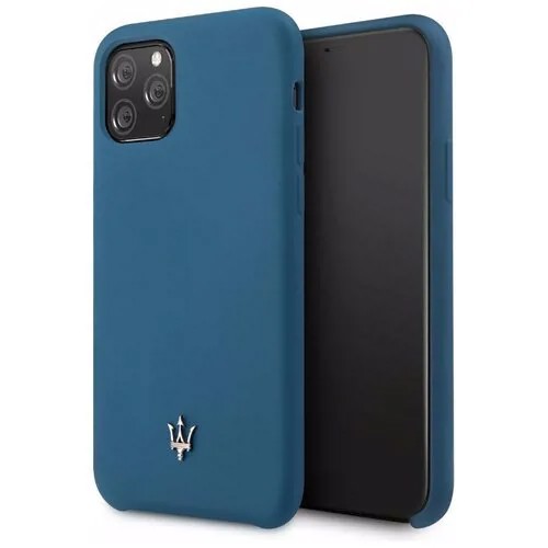 Силиконовый чехол-накладка для iPhone 11 Pro Maserati Silicone case Hard, синий (MAGSIHCN58NA)