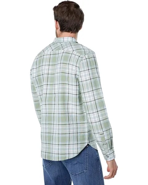 Рубашка 7 For All Mankind Long Sleeve Plaid Button-Down Shirt, цвет Sun Faded Green Plaid