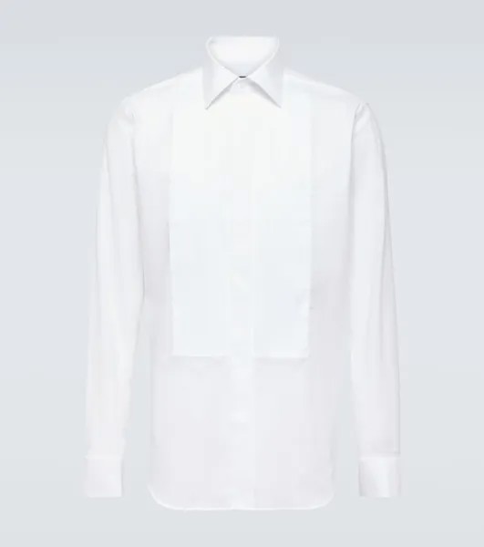 Плиссированная рубашка из хлопка Canali, белый