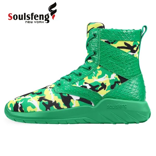 Высокие камуфляжные ботинки Soulsfeng на зеленой подошве, мужские нескользящие легкие боевые кроссовки, женская кожаная обувь для походов