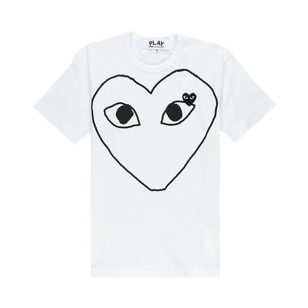 Футболка Comme des Garçons PLAY Outline Heart Logo, цвет Белый