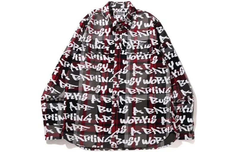 Рубашка в клетку BAPE Graffiti A Bathing Ape, коричневый