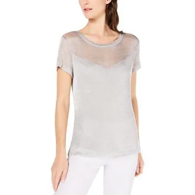 Женская футболка с круглым вырезом цвета серебристого металлика INC, размер XL BHFO 0752