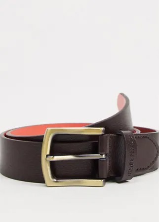 Коричневый кожаный ремень с зернистой фактурой Gianni Feraud-Коричневый цвет