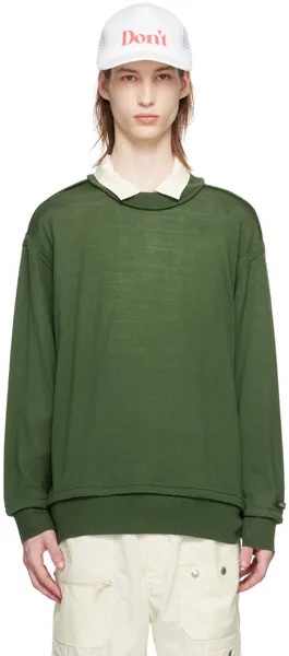 Зеленый свитер с открытыми швами Undercover