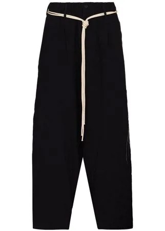 Yohji Yamamoto tie-waist drop-crotch trousers