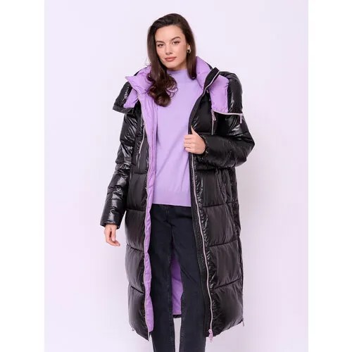 Куртка  Franco Vello, демисезон/зима, удлиненная, силуэт прямой, стеганая, утепленная, ультралегкая, ветрозащитная, карманы, размер 44, черный