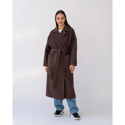 Пальто  Modress, удлиненное, размер 58, коричневый
