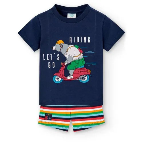 Комплект одежды  Boboli для мальчиков, футболка и шорты, повседневный стиль, карманы, размер 92, синий
