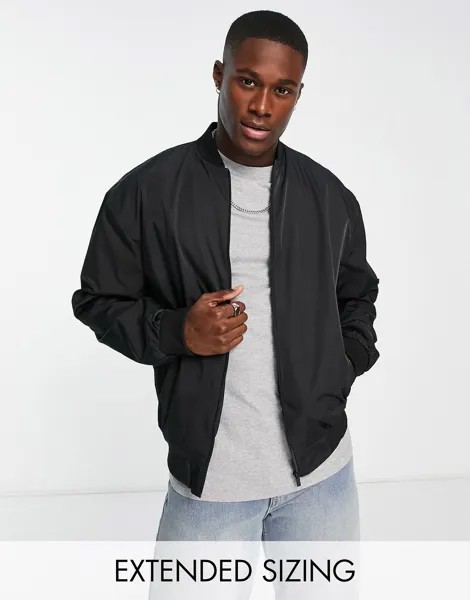 Легкий черный бомбер оверсайз ASOS DESIGN