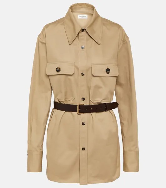 Рубашка из хлопка Saint Laurent, бежевый