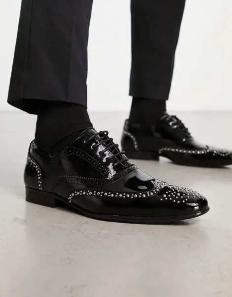 Черные оксфорды на шнуровке с шипами Truffle Collection из искусственной кожи