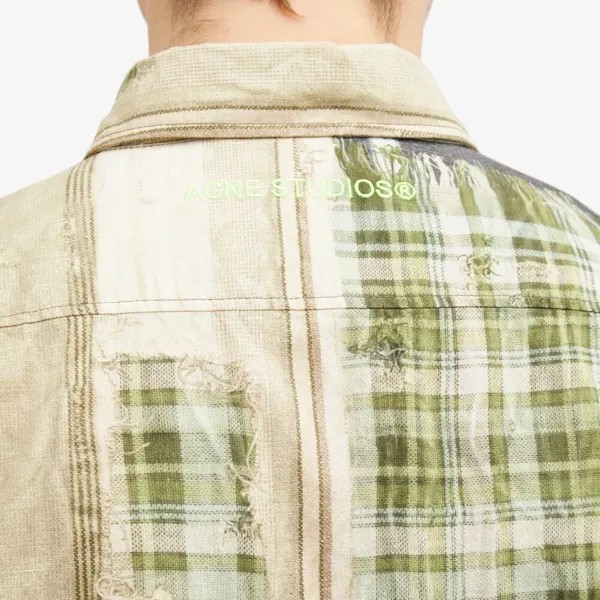 Acne Studios Setar Полотенце с принтом Рубашка в клетку, зеленый