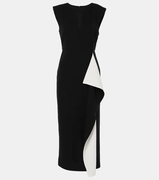 Платье миди из кади с оборками Roland Mouret, цвет monochrome