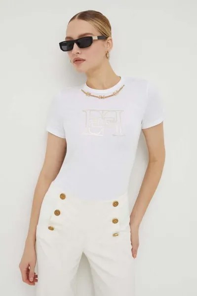 Хлопковая футболка Elisabetta Franchi, белый