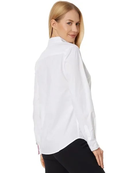 Рубашка U.S. POLO ASSN. Long Sleeve Solid Stretch Poplin Shirt, цвет White/Pearl Pink Stripe
