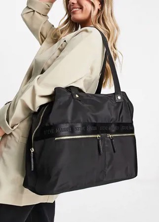 Розоватая сумка-тоут с полоской с логотипом Steve Madden-Черный