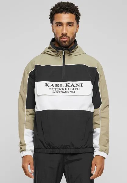 Куртка межсезонная Retro Windbreaker Karl Kani, цвет olive blk wht