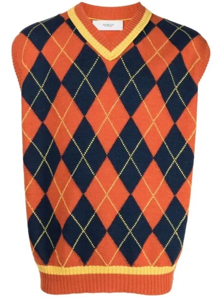 Pringle of Scotland джемпер с узором аргайл, оранжевый