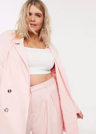 Длинный пиджак от комплекта Daisy Street Plus-Розовый цвет