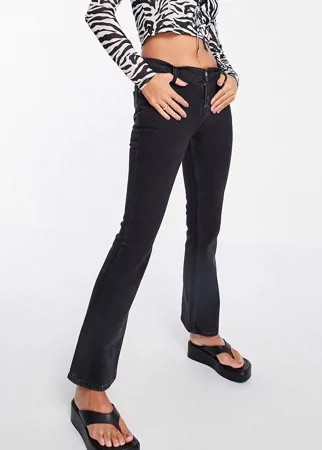 Удобные расклешенные джинсы с заниженной талией из эластичного органического смесового хлопка выбеленного черного цвета ASOS DESIGN-Черный