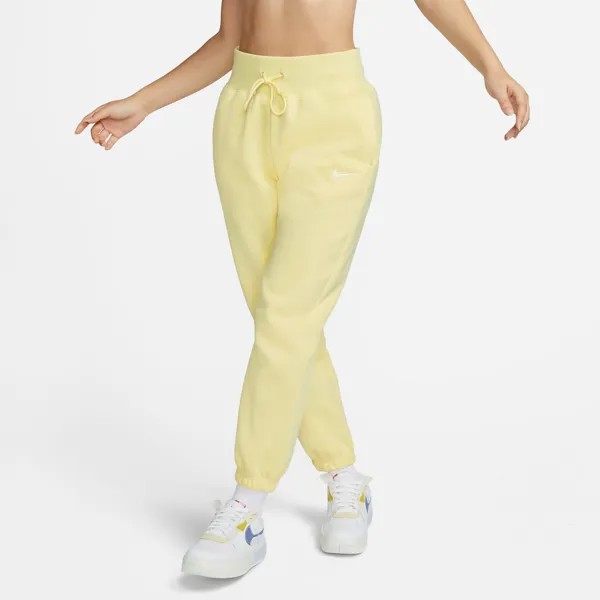 Женские спортивные брюки большого размера из флиса Nike Sportswear Phoenix с завышенной талией, желтый
