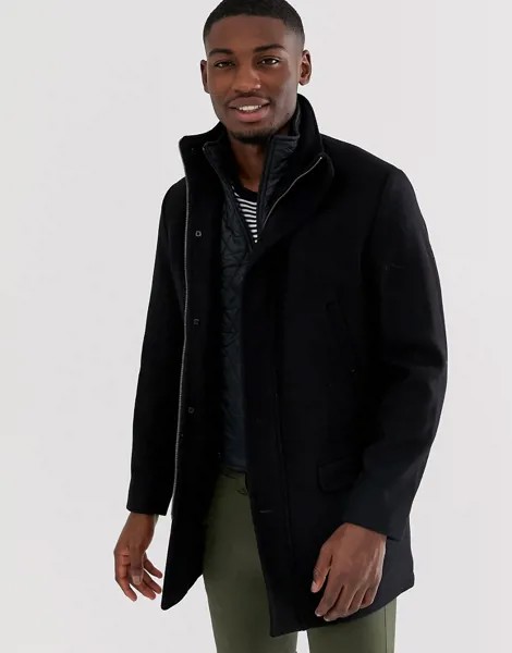 Классическое шерстяное пальто Selected Homme-Черный