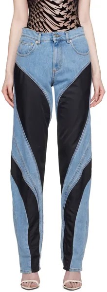 Синие и черные спиральные джинсы Mugler