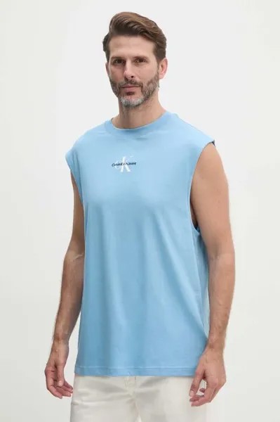Хлопковая майка Calvin Klein Jeans, синий
