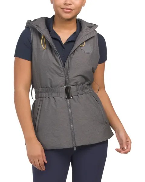 Стеганый жилет-пуховик с капюшоном на шерстяной подкладке G/Fore, цвет Charcoal Heather