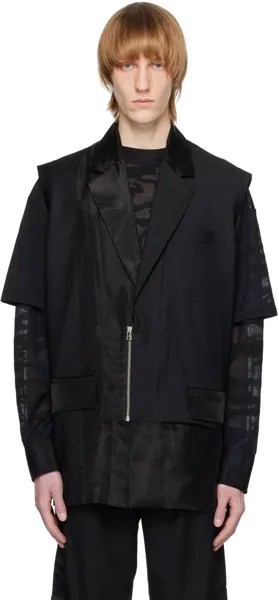 Черный пиджак без рукавов Feng Chen Wang
