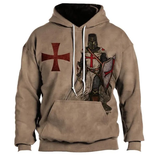 Мужская винтажная худи с принтом Knights Templar Cross