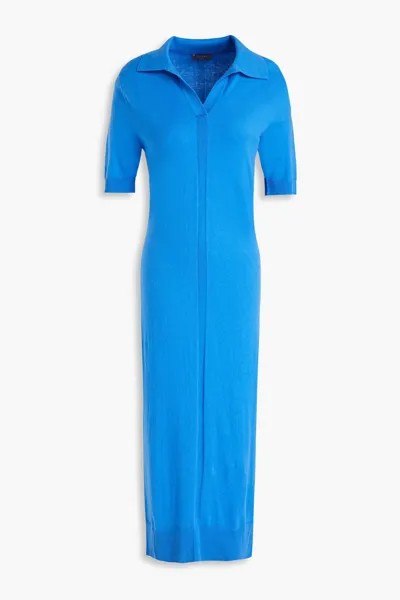 Платье-рубашка миди из смеси хлопка и кашемира N.Peal, синий