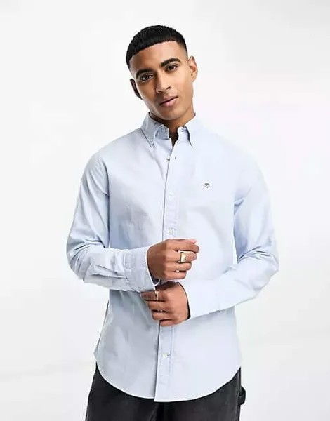 Рубашка Gant Icon Logo Slim Fit Oxford, голубой