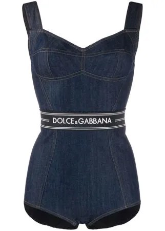 Dolce & Gabbana джинсовое боди с логотипом