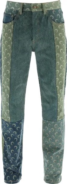 Брюки Marine Serre Petrichor Moon Denim Trousers 'Green', зеленый