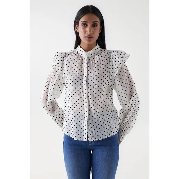 Рубашка с длинным рукавом Salsa Jeans Polka Dot Ruffled, бежевый