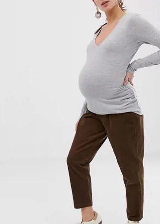 Вельветовые брюки с эластичным поясом под животиком ASOS DESIGN Maternity-Коричневый