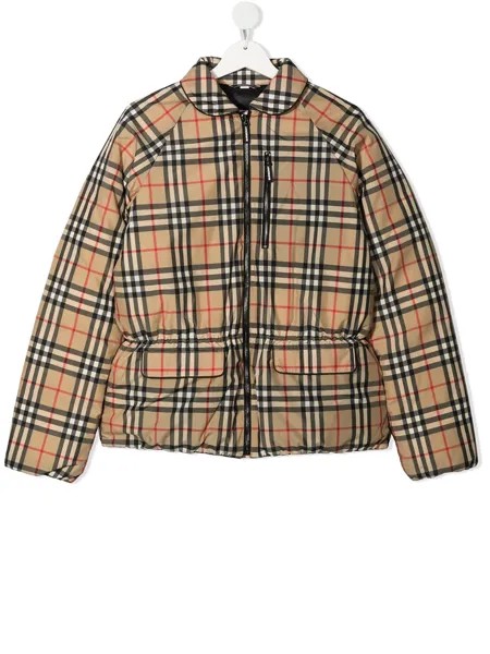 Burberry Kids пуховик в клетку Vintage Check