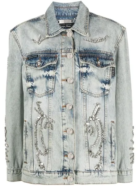 Philipp Plein джинсовая куртка с кристаллами, синий