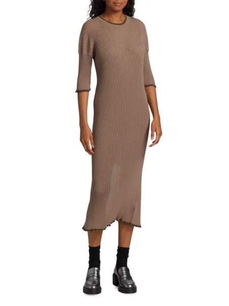 Облегающее платье рельефной вязки Mm6 Maison Margiela, коричневый