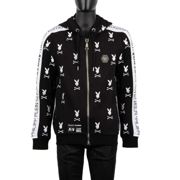 Куртка с капюшоном Philipp Plein X Playboy All Logo Black White 08395