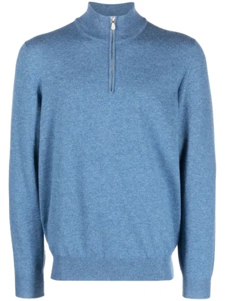Brunello Cucinelli кашемировый джемпер с воротником на молнии, синий