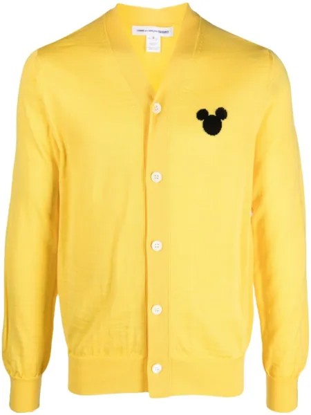 Comme Des Garçons Shirt кардиган вязки интарсия с логотипом из коллаборации с Disney, желтый