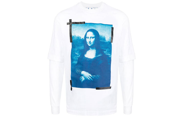 Футболка из хлопка с длинными рукавами и принтом «Моналиса» Off-White, белый