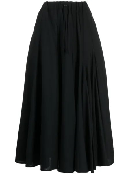 Yohji Yamamoto шерстяная юбка миди с завышенной талией, черный