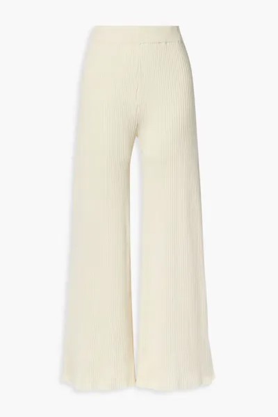 Широкие брюки Jordan в рубчик из хлопка Anna Quan, слоновая кость