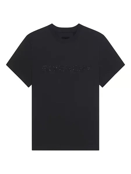 Хлопковая футболка со стразами Givenchy, черный