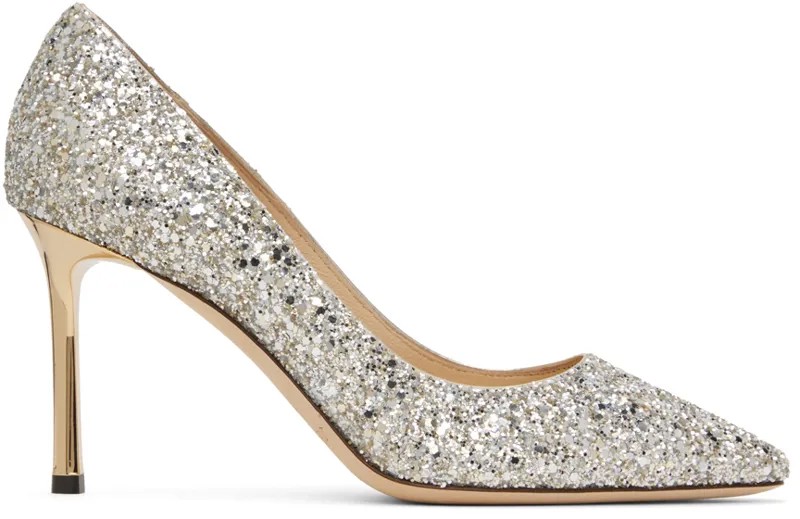 Серебряные туфли на каблуке Romy 85 Jimmy Choo
