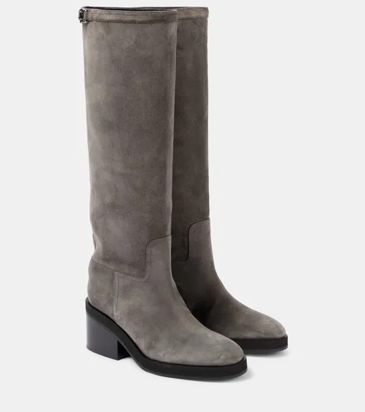 Замшевые сапоги Yasmin 70 до колена Jimmy Choo, цвет storm
